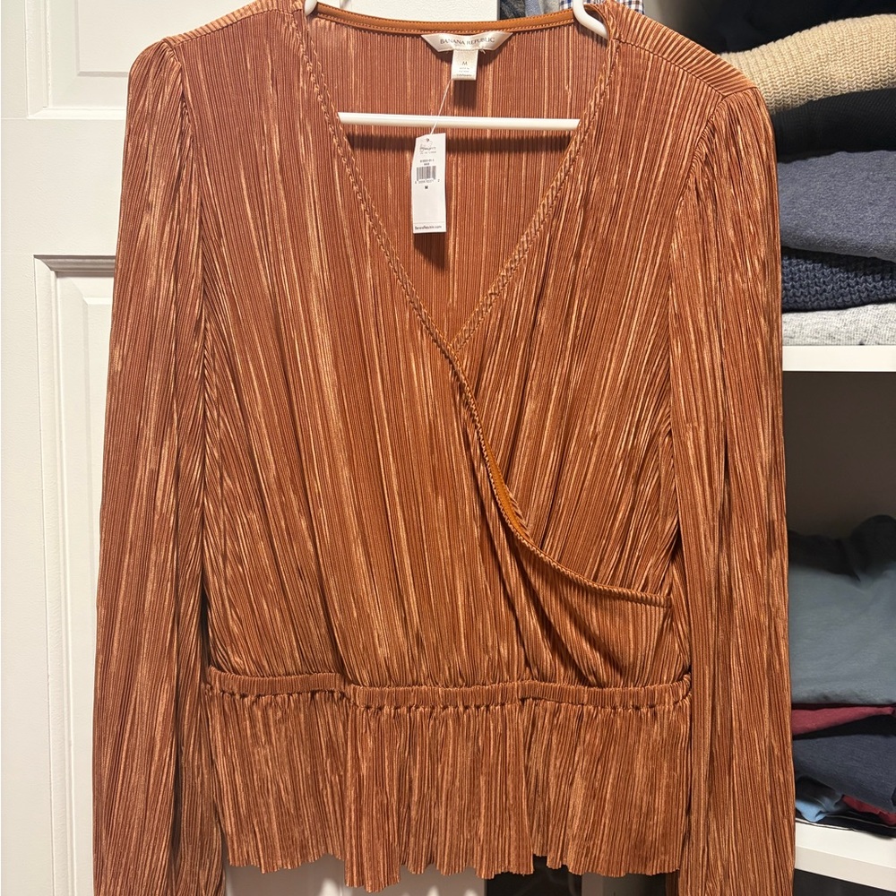 Banana Republic Copper Pleated Blouse